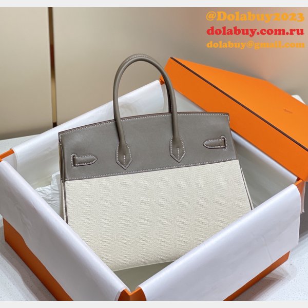 Hermes Birkin 35cm Canvas Swift Handbags