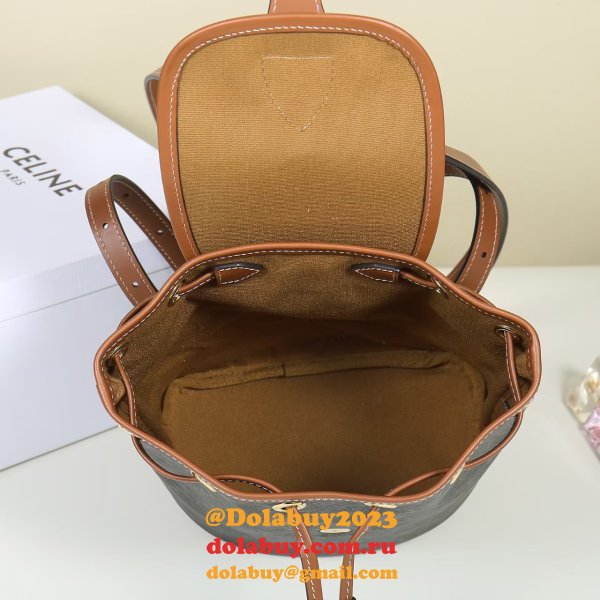 MINI BACKPACK FOLCO IN Triomphe Canvas and calfskin