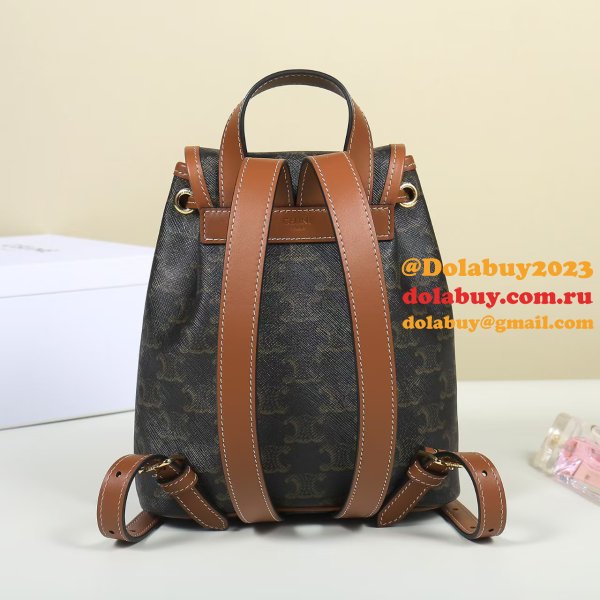 MINI BACKPACK FOLCO IN Triomphe Canvas and calfskin