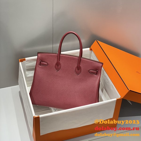 Hermes Birkin 35cm Togo leather Handbags Burgundy