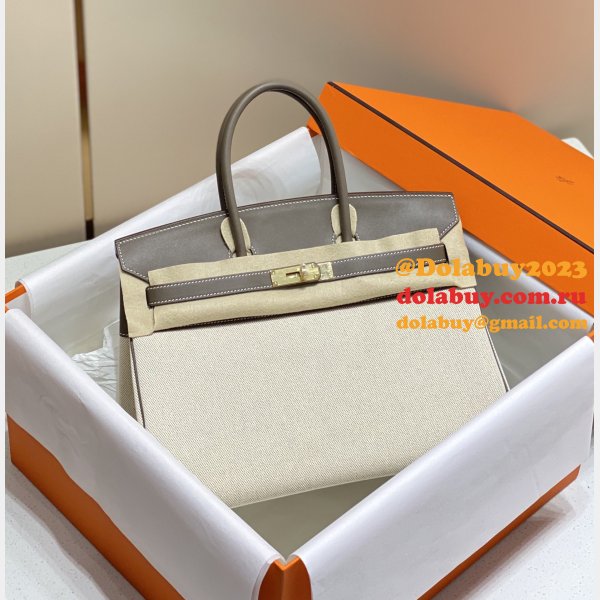 Hermes Birkin 35cm Canvas Swift Handbags