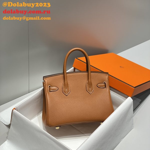 Luxury 20CM Hermes Mini Birkin With Strap Togo Leather