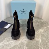 2026 prada Leather zipper booties