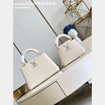 Louis Vuitton Cream-white Light Blue Chain M48865 Detail Capucines Bag