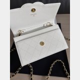 2026 CC Shiny Grained Calfskin Wallet on Chain