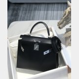 Luxury Hermes human handmade stiching kelly box bag 25/28cm
