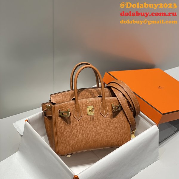 Luxury 20CM Hermes Mini Birkin With Strap Togo Leather