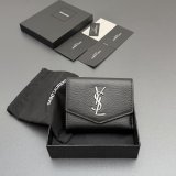 SAINT LAURENT MATELASSE GRAIN LEATHER WALLET 582296