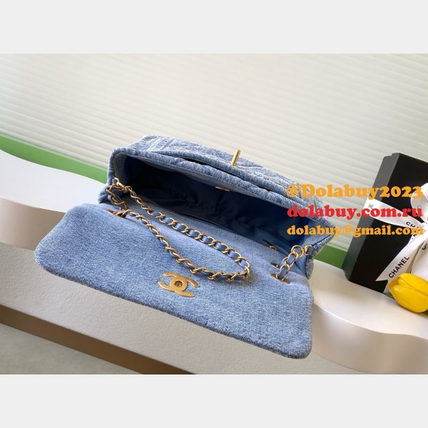 Perfect Maxi Flapbag Washed Denim AS5734 24CM Bag