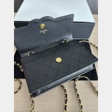 2026 CC Shiny Grained Calfskin Wallet on Chain