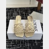 Best Loewe Petal Anagram Rhinestone Suede Heel Slide