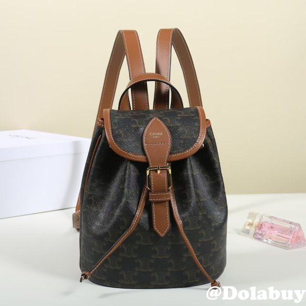 MINI BACKPACK FOLCO IN Triomphe Canvas and calfskin