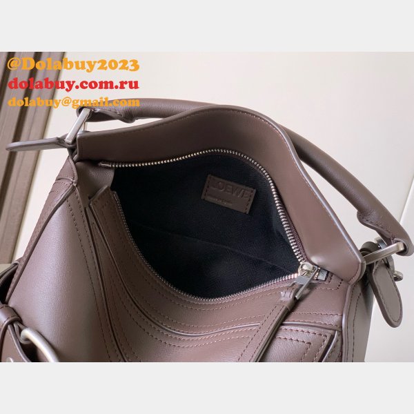 Small Loewe Puzzle Biker Bag In Shiny Calfskin