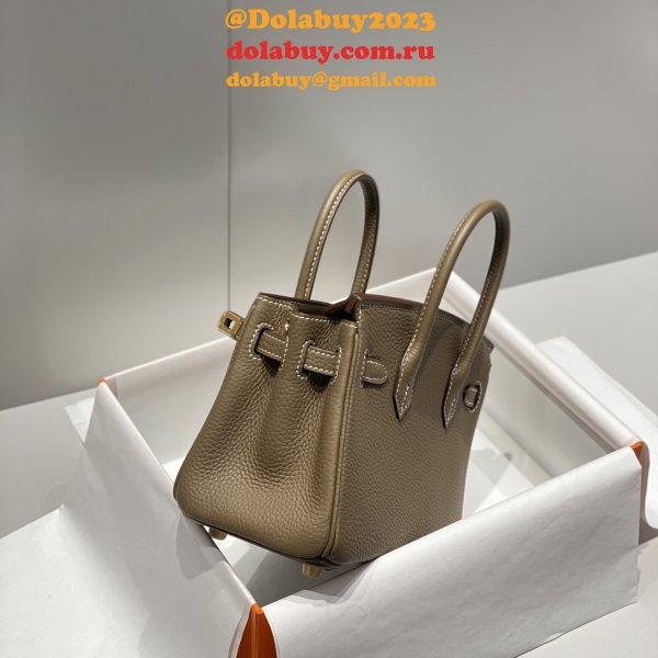 Luxury 20CM Hermes Mini Birkin With Strap Togo Leather