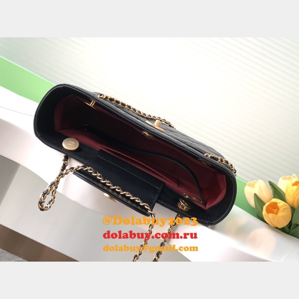 Replica AS5215 Shopping Tote Shiny Black 7 Star Bag