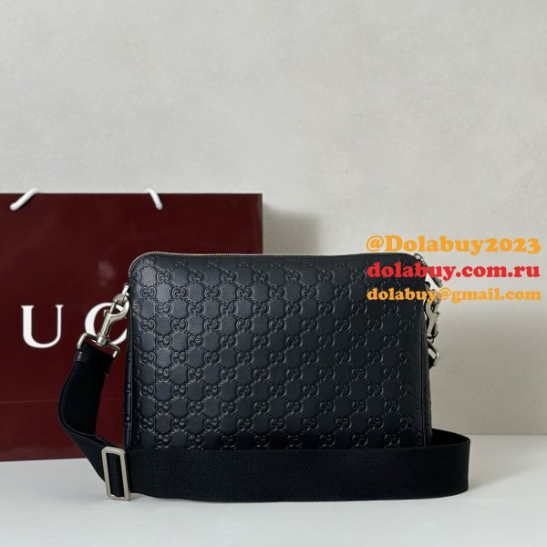 Gucci GG Emblem Medium Crossbody Luxury 850214 Black Bag