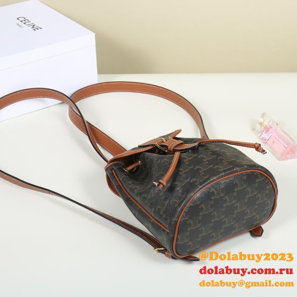 MINI BACKPACK FOLCO IN Triomphe Canvas and calfskin