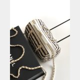 Top Clutch With Chain AP4986 Printed Fabric & Gold-tone Metal Bag