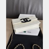 2026 CC Shiny Grained Calfskin Wallet on Chain