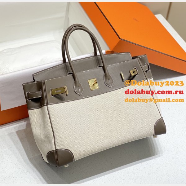 Hermes Birkin 35cm Canvas Swift Handbags