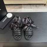 CC 26 Lambskin And Silk Flat Sandals