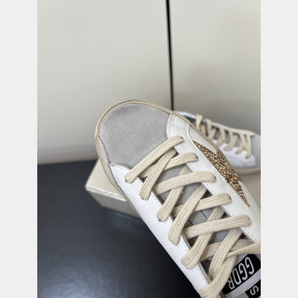 Women Super-Star with gold glitter star and ice-gray suede inserts