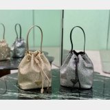 Mini crystal-studded satin bag