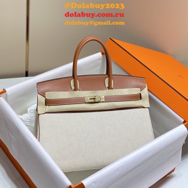 Hermes Birkin 35cm Canvas Swift Handbags