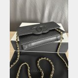 2026 CC Shiny Grained Calfskin Wallet on Chain