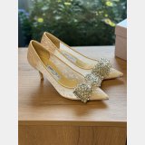 Jimmy Choo Beige Lace and Leather Wedding Pumps
