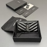 Saint Laurent CASSANDRE MATELASSE FRAGMENTS CARD CASE IN GRAIN LEATHER