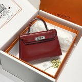 Luxury Hermes mini kelly box leather Human handmade stiching