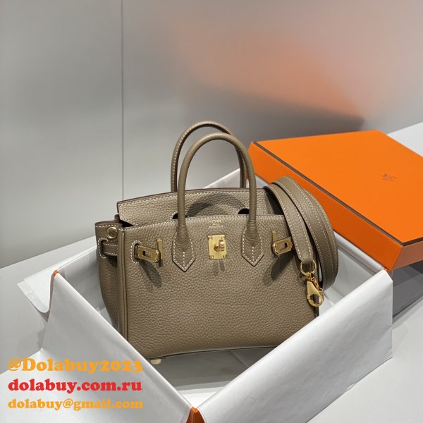 Luxury 20CM Hermes Mini Birkin With Strap Togo Leather