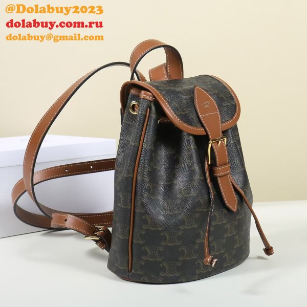 MINI BACKPACK FOLCO IN Triomphe Canvas and calfskin