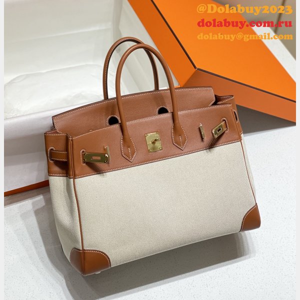 Hermes Birkin 35cm Canvas Swift Handbags