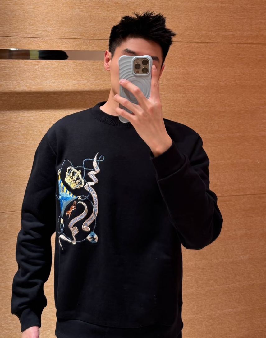 LV SS26 Embroidered Long-Sleeved Sweatshirt