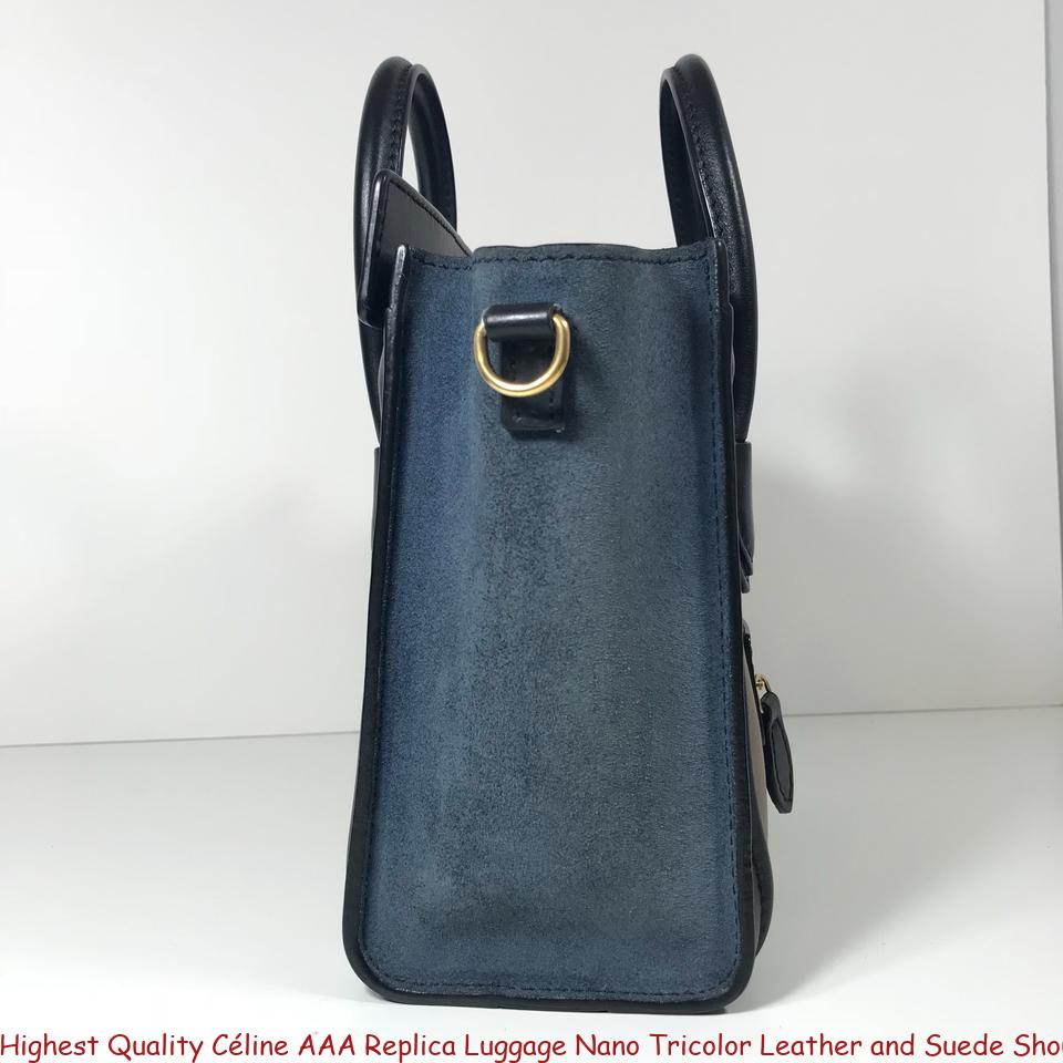 Highest Quality Céline AAA Replica Luggage Nano Tricolor Leather and Suede Shoulder Bag fake ...